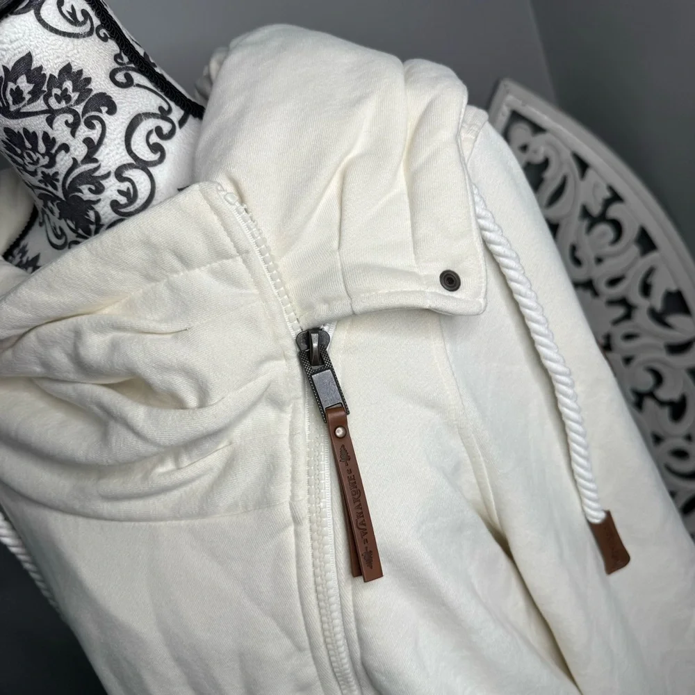 Wanakome Hestia Cowl Neck Zip Up Terry Sweatshirt Size XXL NWT Oatmeal - Picture 4 of 16